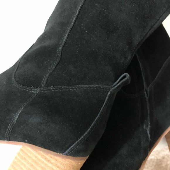 NEW Blondo Leather Suede Tall stacked Heel Boot Black 8.5 - Picture 9 of 16